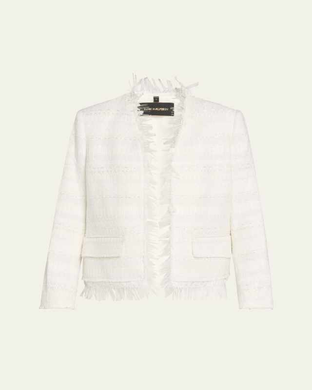 Harper Fringe-Trim Tweed Jacket